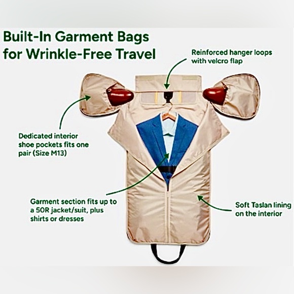 Premium 2-in-1 Convertible Garment Duffel Bag - Carry-on - 45L - Jet Black - Picture 4 of 12